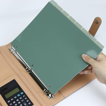 Buqoo 3 Ring Binder Dividers with 8 Reusable Tabs - Sturdy Green Plastic Index Dividers, Letter Size 8.4"x10.9" for School, Office, Planner & Journal - color: Green