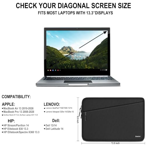 Laptop Sleeve Case 13.3 inch, Traveling Water Resistant Laptop Sleeve with Pocket, Shockproof Protective Carrying Notebook Bag Compatible for MacBook Air/Pro, HP, Lenovo, Dell, ASUS, Acer, Black - color: Black, size: 13.3 Inch