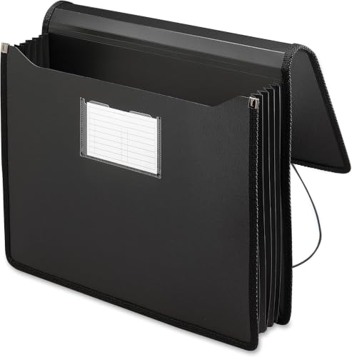 Smead Poly Wallet,Accordion File Organizer for File Folders,Letter Size,Black,5-1/4 inch Expansion,Office Supplies,Document Organizer (71500),(Pack of 12) - size: Letter (Pack of 12), style: Black