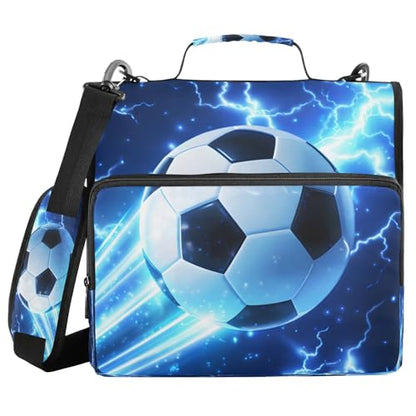 Football Zipper Binder 3 Ring with Handle and Shoulder Strap, 500 Sheet Binder Organizer Capacity & Multi-Pockets for School Office - color: Aa09