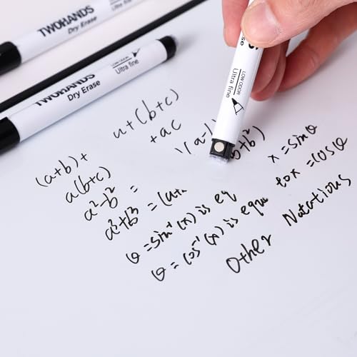 TWOHANDS Magnetic Dry Erase Markers Ultra Fine Tip,Extra Fine Point Black,Thin Whiteboard Markers With Erase for Office,Home or Planning Whiteboard,0.7mm,Low Odor,12 Count,20666 - style: Magnetic Black