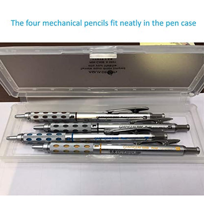 Four Mechanical Pens Set - 0. 3mm, 0. 5mm, 0. 7mm & 0. 9mm, with Ain Stein Refill Leads, Ain Clic Retractable Pen-type Triangle Eraser and Lihit Lab White Pencase