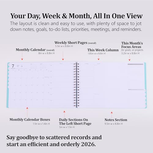 Leanga 2026 Planner, Dated Weekly & Monthly Planner with Goal Setting and Habit Tracker for Achieving Success, Academic Desk Calendar-13-1/2" x 9",Large Hardcover Dashboard Deskpad-Azure - color: Azure