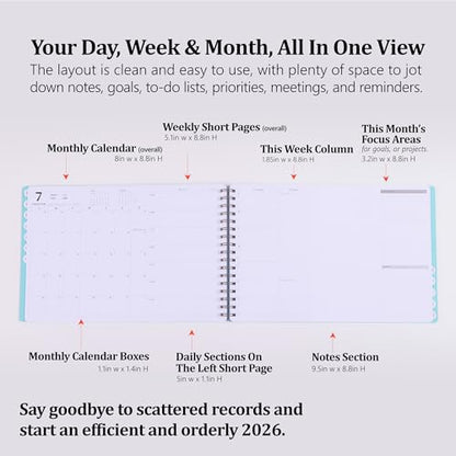 Leanga 2026 Planner, Dated Weekly & Monthly Planner with Goal Setting and Habit Tracker for Achieving Success, Academic Desk Calendar-13-1/2" x 9",Large Hardcover Dashboard Deskpad-Azure - color: Azure
