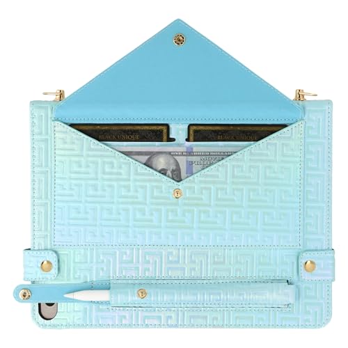Shiny Case for iPad mini 5/4/3/2/1, Mini 7.9" Handbag Case, Techcircle Iridescent PU Leather Folio Envelope Pocket Stand Cover with Hand Strap+Shoulder Strap+Pencil Holder+Card Slots, Shiny Blue - color: 03 Shiny Blue, size: iPad Mini 5/4/3/2/1 7.9"