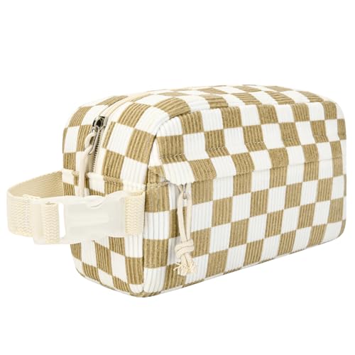 Small Insulated Snack Bag Lunch Bag for Kids Lunch Box for Women/Men, Collapsible [3L/5-Can] Reusable Lunch Bag Cooler Bag for Bottle with Handle Buckle for Work/School, Khaki Checkered - color: Corduroy Khaki Checkered