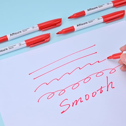 Red Permanent Markers Bulk, 75 Count, Quick Drying and Fade Resistant, Fine Point Marker works on Paper, Plastic, Metal, Wood, Perfect for Classroom, Home, Office - size: 1 Count (Pack of 75)