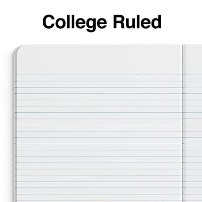 STAPLES Composition Notebook, 7.5” x 9.75”, College Ruled, 100 Sheets, Black/White Marble, 4‑Pack - size: 4 Pack, style: Black