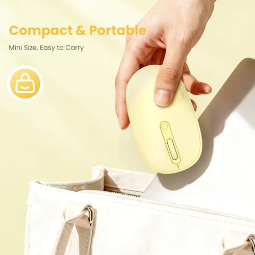 TECKNET Wireless Mouse,Bluetooth Mouse (BT5.3/5.0 & 2.4G) with USB Receiver Silent Optical Computer Mice，Wide Compatibility - color: Yellow