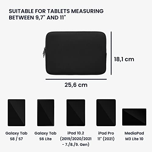 kwmobile Neoprene Pouch Compatible with 9,7"-11" Tablet - Universal Sleeve Case Cover with Zipper for Tablet - Black - color: black, size: 9,7"-11" Tablet