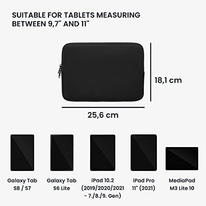 kwmobile Neoprene Pouch Compatible with 9,7"-11" Tablet - Universal Sleeve Case Cover with Zipper for Tablet - Black - color: black, size: 9,7"-11" Tablet