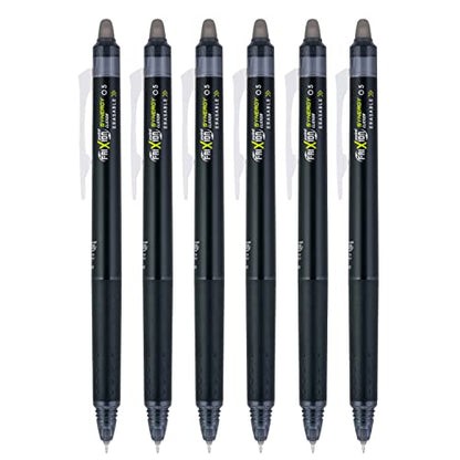 PILOT FriXion Synergy Clicker Retractable & Erasable Gel Ink Pens, 0.5mm Extra Fine Point, Black Ink, 6-pack - color: Black