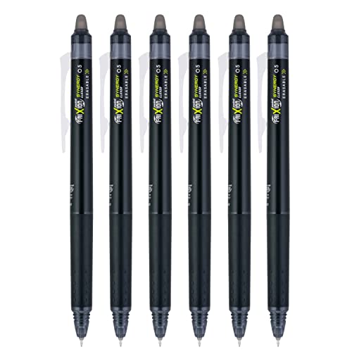 PILOT FriXion Synergy Clicker Retractable & Erasable Gel Ink Pens, 0.5mm Extra Fine Point, Black Ink, 6-pack - color: Black