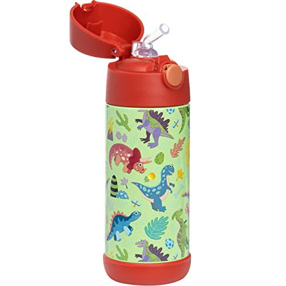 Snug Insulated Kids Water Bottle with Straw & Spout – Double-Wall Stainless Steel, Leakproof, Easy-Flip Lid – For School, Travel, Toddlers & Big Kids - Dinosaurs, 12oz - color: Dinosaurs, size: 11.8 Ounces