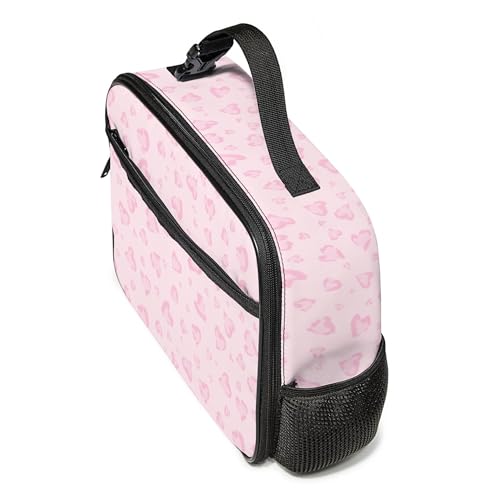 WOBAGMEN Leopard Lunch Box for Kids, Cute Insulated Lunch Bag for Boys Girls,Waterproof Lunch Box with Water Bottle Holder for Teens Adults Picnic Travel Back to School (Pink Heart Leopard) - color: Pink Heart Leopard