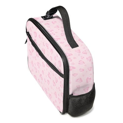 WOBAGMEN Leopard Lunch Box for Kids, Cute Insulated Lunch Bag for Boys Girls,Waterproof Lunch Box with Water Bottle Holder for Teens Adults Picnic Travel Back to School (Pink Heart Leopard) - color: Pink Heart Leopard