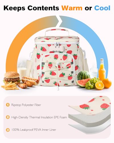 Lunch Bag with Combination Lock, Lunch Box for Men Women, Adjustable Shoulder Strap & Leakproof Soft Cooler for Commute, Travel & Gym - color: White