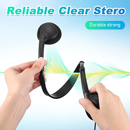 Hoteam 100 Pack Headphones for Classroom Bulk Students Adjustable Headphones Wired Pack Black Over the Head Earphones with 3.5 mm Plug for School Library Museums Charity Donate(Black) - color: Black, style: Classic
