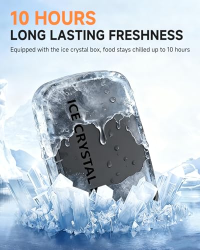 GEARGO 𝟐𝟎𝟐𝟔 𝐔𝐩𝐠𝐫𝐚𝐝𝐞𝐝 Cordless Electric Lunch Box, 6 Cups & 24000mAh Rechargeable Heated Lunch Box with Ice Crystal Box, 24 Hours Scheduled Self Heating Lunchbox For Men Women.