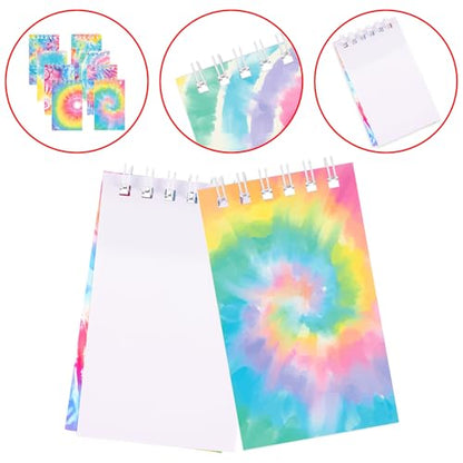 24 PCS Mini Tie Dye Notepads Small Spiral Notebook Mini Notebook Bulk for Party Supplies Multicolor Pocket Notebooks for Tie Dye Birthday Party Art Gift Supplies - style: Tie Dye