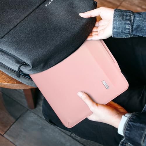 LANDICI 360°Laptop Sleeve Case 14 15 Inch Compatible with MacBook Air 15 M2/M3/M4 2022-2025, MacBook Pro 15, Hp chromebook 14, Waterproof Computer Bag Cover with Handle, Pink - color: Light Pink, size: 14-15 inch