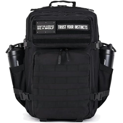 WOLFpak 45L Athletic Gym Backpack - Durable 1000D Waterproof Oxford Material with MOLLE Webbing, Laptop Pocket - color: Alpha Black