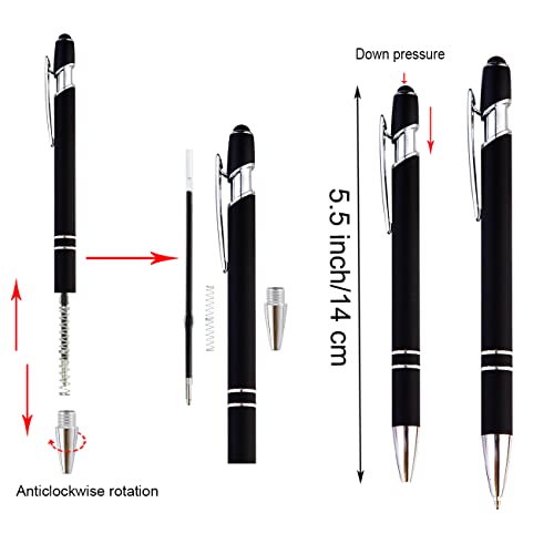 PASISIBICK 8 Pack Black Ballpoint Pens 2-in-1 Stylus Retractable Metal Stylus Pen for Touch Screens with Stylus tip, 1.0 mm Black Ink - color: 8 Pieces Black Ballpoint Pens