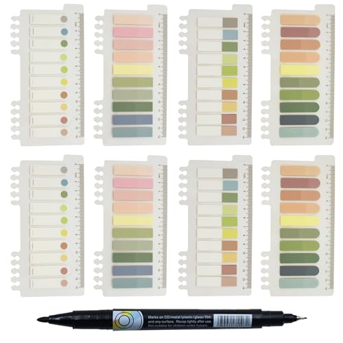 YOUDEFUL 1600pcs Translucent Sticky Note Tabs, Morandi Page Markers for Annotating Books,Repositionable Book Flags Tabs Strip with Binders, Clear Sticky Notes,Page Tabs,Index Tabs - size: Tabs White