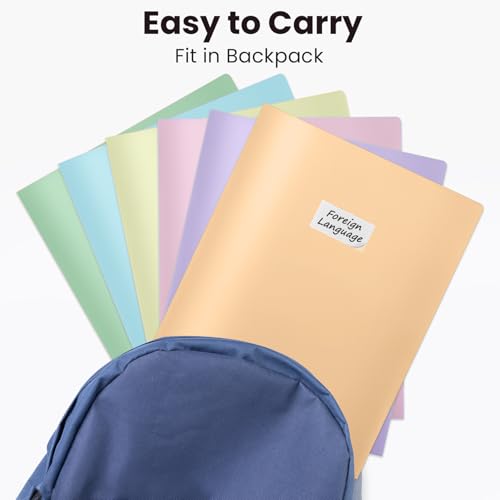 Sooez 6Pack Folders with Pockets, Pastels Colors, Heavy Duty Pocket Folder, Plastic Folders with Pockets, 2-Pocket Folder Bulk, Aesthetic File Folder, Back to School Office Filing Supplies - color: Pastels Colors