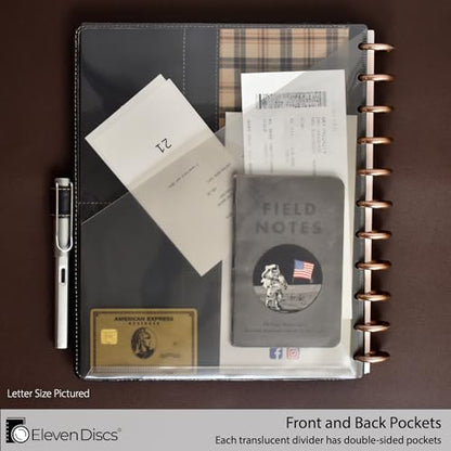 Eleven Discs Pocket Dividers for Discbound Planners – Double-Sided Notebook Dividers with Pockets, Planner Accessories – Fits Levenger Circa, Arc, TUL (8 Disc, Junior 5.5x8.5, Set of 5)