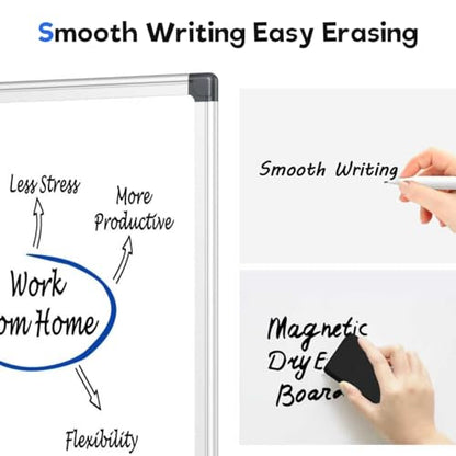 VUSIGN Magnetic Whiteboard, 36" x 24" Dry Erase Board for Wall, Silver Aluminum Frame, Hanging or Mounted White Board for Office, Home, School, Meeting