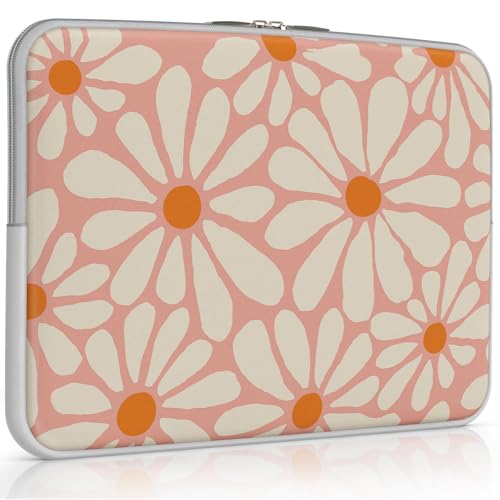 iCasso Laptop Sleeve 13 inch for MacBook Air 13-13.6 inch, Chic MacBook Neo/Pro 13 inch case, Slim Protective Travel Carrying Case for MacBook Pro 14 inch, Chromebook, HP, Dell, Orange Daisy - color: Orange Daisy, size: 13-14 Inch
