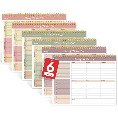 Weekly To Do List Notepad with 52 Undated Sheets（8.5"×11"）6 Pack - Undated Weekly Planner Notepad for Office Desk Accessories and Supplies - Multi - color: z-Multi, size: 6 Pack
