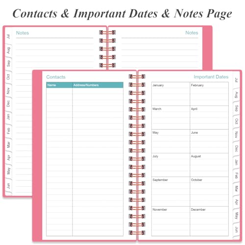 2026-2027 Pocket Planner/Calendar - 2026-2027 Planner from July 2026 - June 2027, Planner 26-27 with 12 Tabs, Twin-Wire Binding, Inner Pocket, 3.75" x 6.75, Pink - color: Pink, size: 3.75" x 6.75"