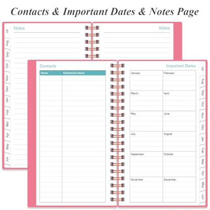 2026-2027 Pocket Planner/Calendar - 2026-2027 Planner from July 2026 - June 2027, Planner 26-27 with 12 Tabs, Twin-Wire Binding, Inner Pocket, 3.75" x 6.75, Pink - color: Pink, size: 3.75" x 6.75"