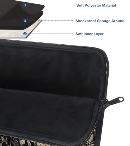 13 Inch Laptop Case Sleeve with Handle, Shockproof Slim Carrying Case | Soft Lining Computer Bag for MacBook Air 13 M3/M2/M1, MacBook Pro 13/14, iPad Pro 13 M4, Black White Roses - color: Black White Roses, size: 13-14 inch