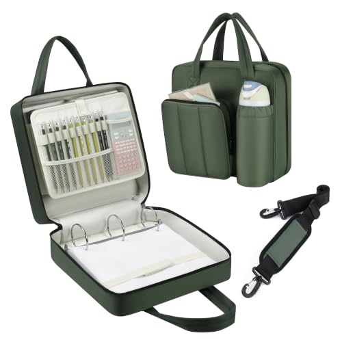 Upgraded Zipper Binder | 3-Inch & 2-Inch O-Rings, 600 Sheet Capacity Trapper Keeper with 13 Inch Laptop Sleeve & Water Bottle Holder, Binder Bag with Multi-Pockets & Shoulder Strap (Retro Green) - color: Retro Green