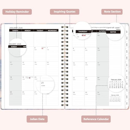 2026 Planner, Weekly and Monthly Calendar Planner Agenda, Jan 2026 - Dec 2026, Planning Academic Book, Office Desk Accessories and School Supplies - A5 (6.3'' x 8.5'') - color: D-Pink Sunset