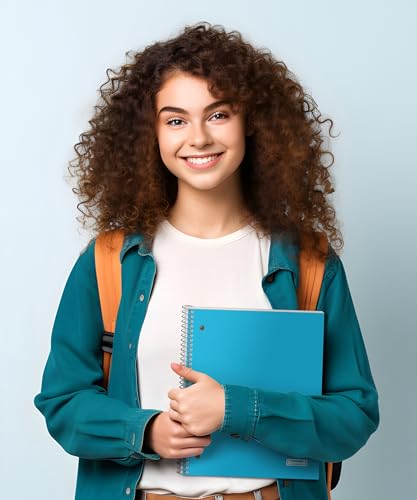 Dunwell 1-Subject Notebook College Ruled, (Blue) 100 Sheets (200 Pages), Perforated Paper, 3 Hole Punched, Spiral Notebook 8.5 x 11, Protective Plastic Cover, Divider with Pockets - color: Blue, style: 1 Subject