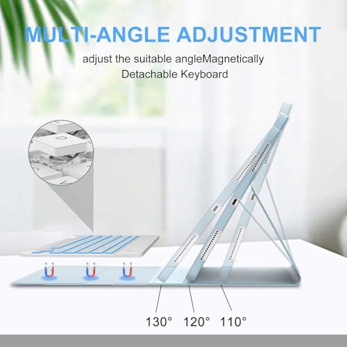 IVEOPPE Keyboard Case for Xiaomi Pad 8/8 Pro/Pad 7/7 Pro 11.2 Inch Backlit | 7 Color Backlit, Magnetic Detachable Wireless Bluetooth Keyboard, Pencil Holder, Stain Resistant Cover, Rechargeable - color: Sky Blue2