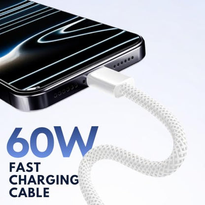 USB-C to USB-C Cable 2-Pack, 60W Fast Charging, Premium Nylon Braided, USB-C Power Delivery, Data Sync for iPhone 15/16/17, Android, Samsung, iPad, MacBook (2pack-3ft) - size: 2pack-3ft