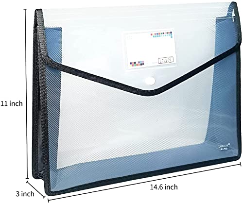 YoeeJob Plastic File Folders Legal Size Expandable Document Folder with Snap Button Closure, A4 Expanding File Wallet Envelopes Pouch with Label Pocket, 2 Packs, Black - color: Black, size: 2 Pack