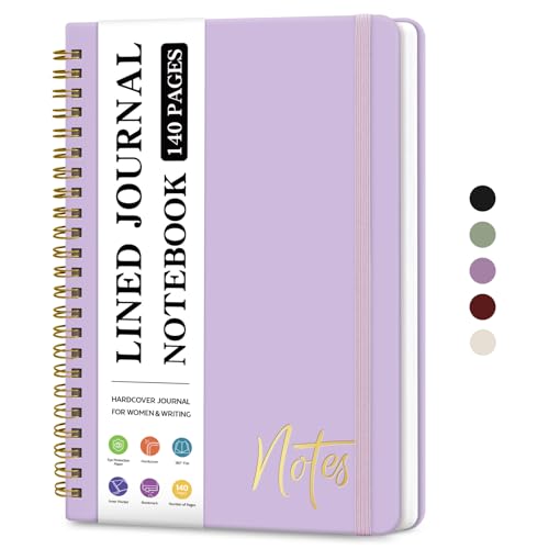 ZOTIA Lined Spiral Journal Notebook for Women, A5 College Ruled Journals for Writing, Hardcover Notebooks for Work, Note taking and Office School Supplies,140 Pages - Lilac Purple - color: Q-Lilac Purple