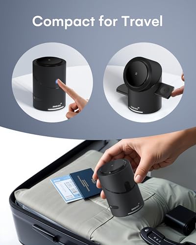 ZEEHOO 3 in 1 Charging Station for Apple Devices, Mag-Safe Charger Stand, Qi2 15W Auto-Rotating Wireless Charger for iPhone 17 16/15/14/13/12 Series& AirPods& iWatch(Black) - color: Black