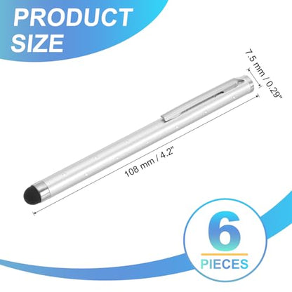 PATIKIL Stylus Pens for Touch Screens, 6 Pcs High Precision Universal Bling Stylus Crystal Metal Capacitive Pen for Touch Screen Devices Phone Tablets Laptop, Silver - color: Silver