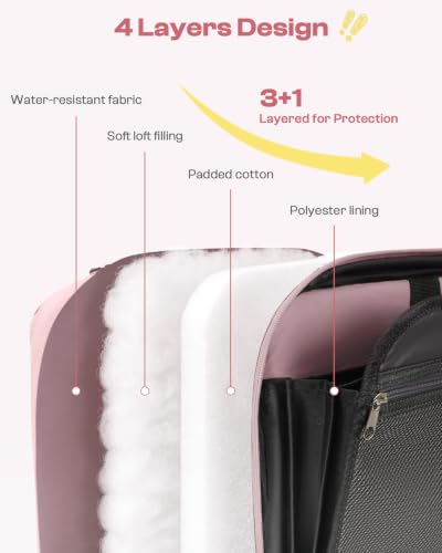 Puffer Zipper Binder 3 Ring with Pencil Pouch, 3" D-Ring Binder with Zipper and Shoulder Strap, 600+ Sheets Capacity Zip Up Binder with 15.6" Laptop Pocket, Binder Bag for School College Office, Pink - color: Pink