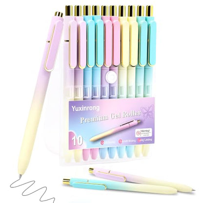 10 Pcs Black Gel Pens 0.5mm Gel Ink Pens Bulk Fine Point Pens morandi | Smooth Writing Retractable Roller Ball Gel Pen Morandi ABS Case with Pocket Clip Perfect for Office back to School - color: Molandi