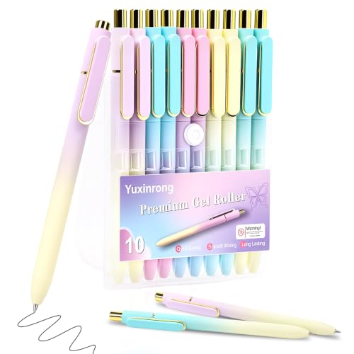 10 Pcs Black Gel Pens 0.5mm Gel Ink Pens Bulk Fine Point Pens morandi | Smooth Writing Retractable Roller Ball Gel Pen Morandi ABS Case with Pocket Clip Perfect for Office back to School - color: Molandi