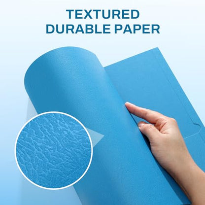 SUNEE Two Pocket Folders, 100 Pack File Folders with Business Card Slot, Textured Paper, Fit Letter Size Paper, Paper File Folder for School Office Home Business, Blue - color: Blue, style: 100-Pack