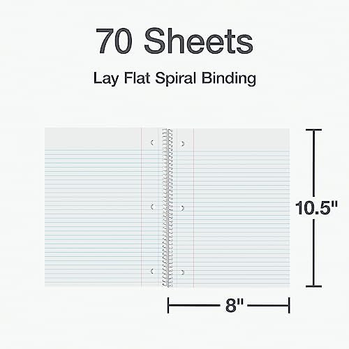 Oxford Spiral Notebook 1-Subject, Bulk College Ruled Spiral Notebooks for School, College Ruled Paper, Black Covers, 70 Perforated Lined Sheets, 8 x 10-1/2 Inches, 12-Pack, Bulk Journals (63744)